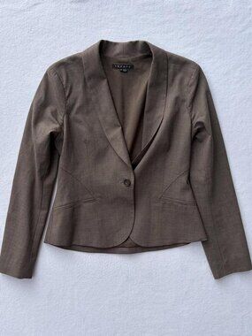 Theory Taupe Brown Wool Blend Single-Breasted Blazer Sz 6 Corpcore Office Job